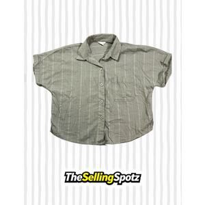 Aéropostale Green Button Up Shirt Women’s Size S Short Sleeve Textured Top